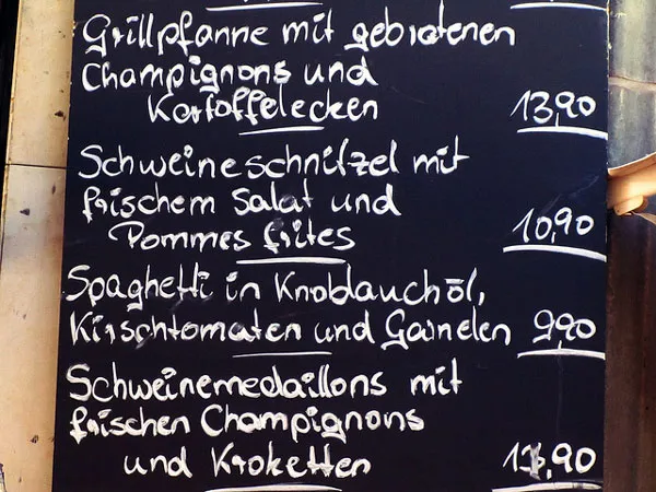 Niemcy | Przykładowe menu z Chemnitz (Saksonia) Niemcy | Przykładowe menu z Chemnitz (Saksonia)