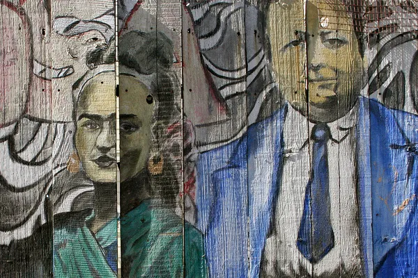 Meksyk | Uliczny portret Diego Rivera z żoną Fridą Kahlo